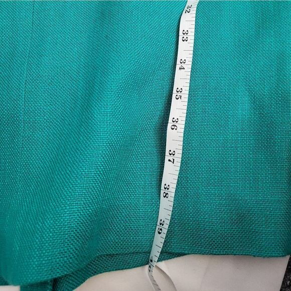 VINTAGE 80s dress teal short sleeve woven  secretary with gold buttons S‎ - Picture 11 of 11